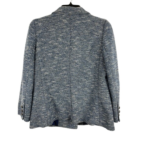 Talbots Blue Tweed Barleycorn Long Sleeve Double Breasted Career Blazer 12P - Picture 2 of 9